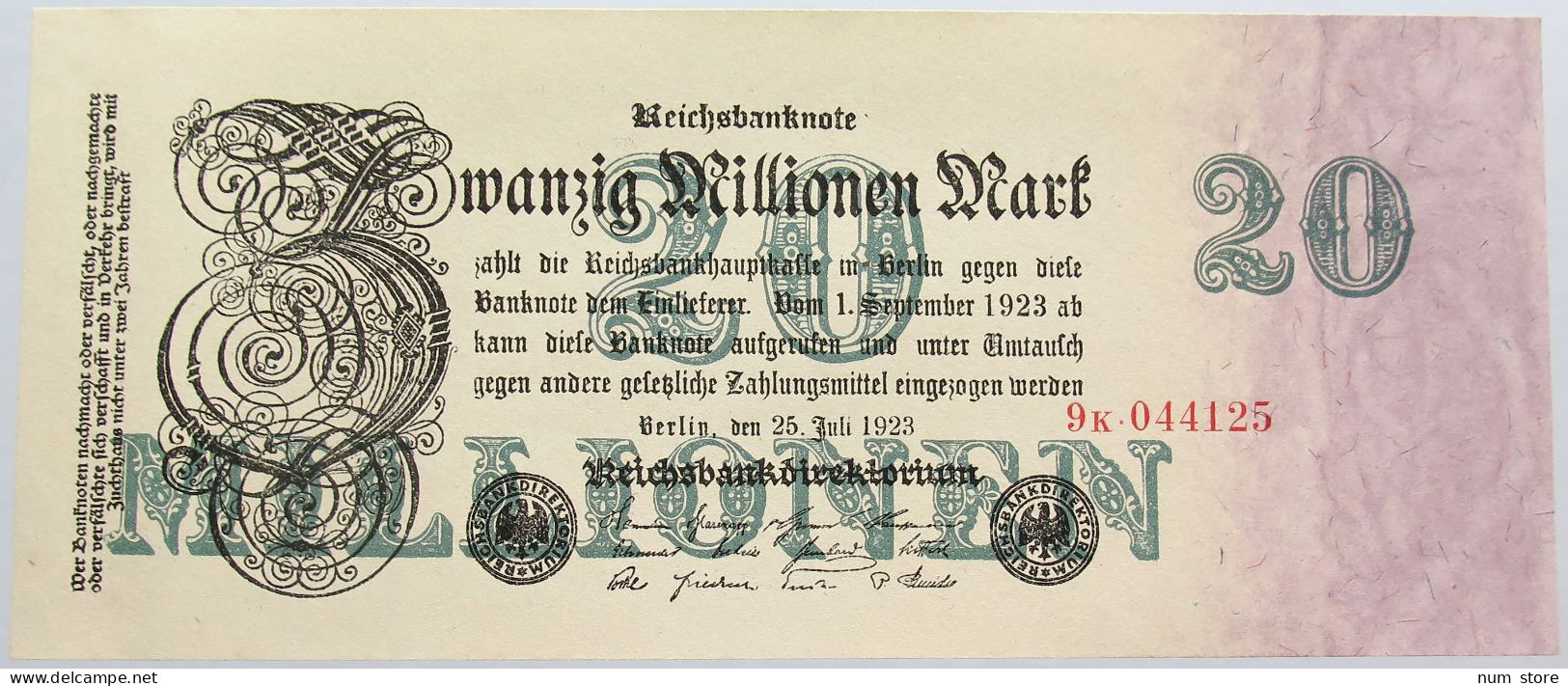 GERMANY 20 MILLIONEN MARK 1923 #alb004 0491 - 20 Miljoen Mark