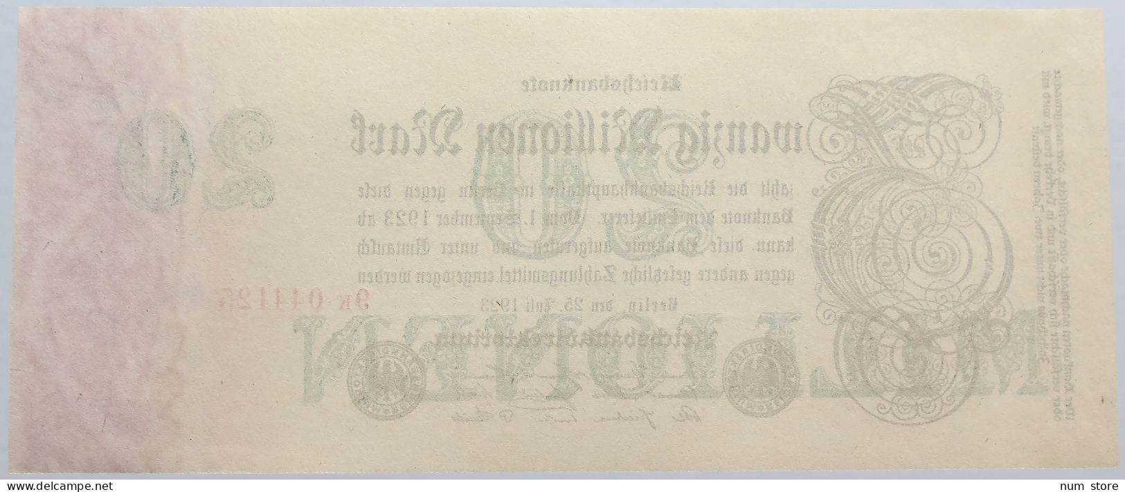 GERMANY 20 MILLIONEN MARK 1923 #alb004 0491 - 20 Millionen Mark