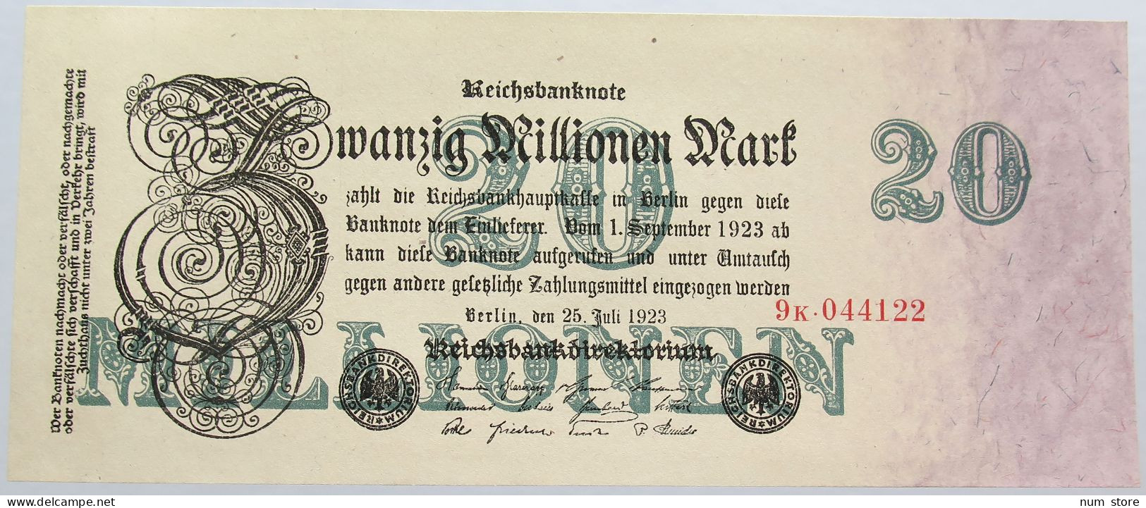 GERMANY 20 MILLIONEN MARK 1923 #alb004 0485 - 20 Miljoen Mark