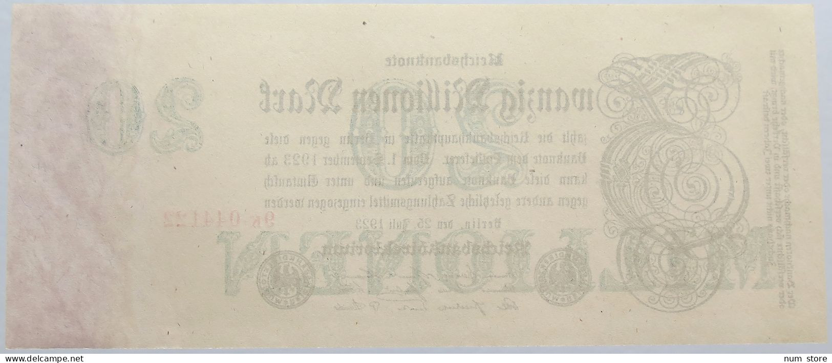 GERMANY 20 MILLIONEN MARK 1923 #alb004 0485 - 20 Mio. Mark