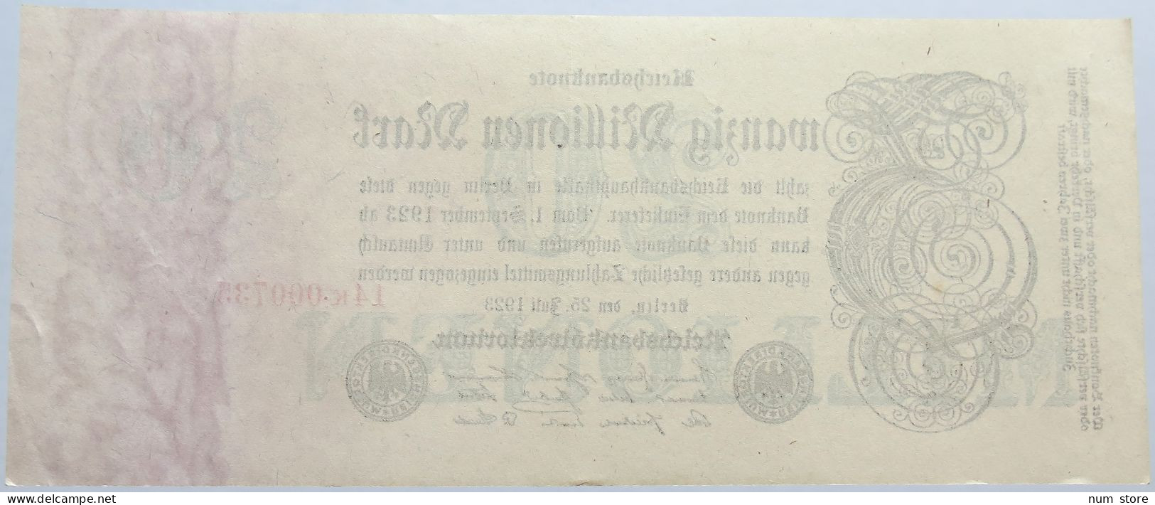 GERMANY 20 MILLIONEN MARK 1923 #alb004 0347 - 20 Mio. Mark