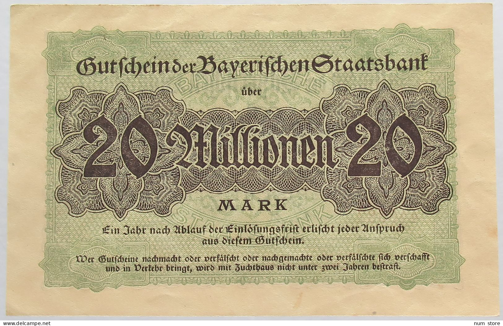 GERMANY 20 MILLIONEN MARK 1923 BAYERN #alb008 0097 - 20 Mio. Mark