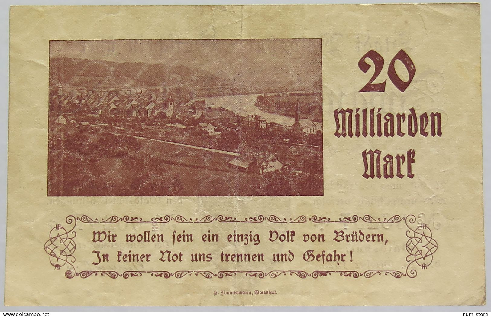 GERMANY 20 MILLIARDEN MARK 1923 WALDSHUT #alb010 0099 - 20 Mrd. Mark