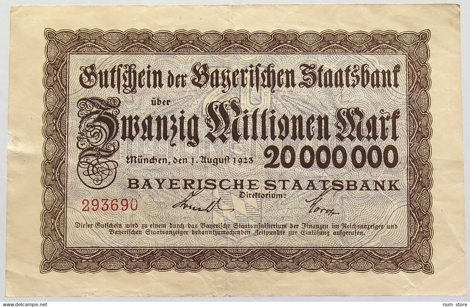 GERMANY 20 MILLIARDEN MARK 1923 BAYERN #alb010 0227 - 20 Mrd. Mark