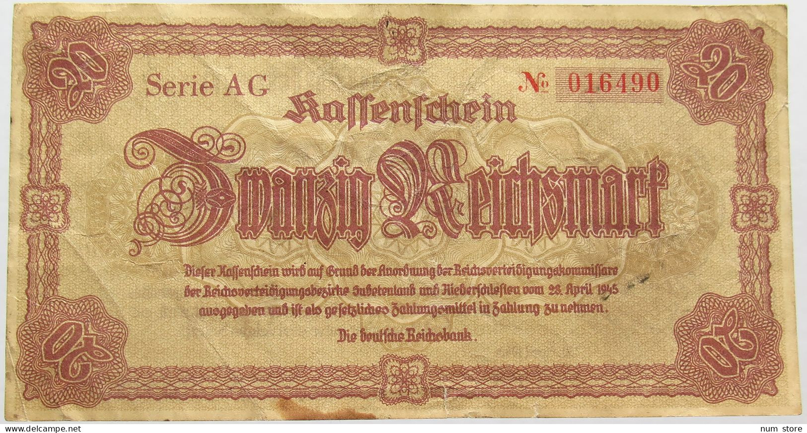 GERMANY 20 MARK 1945 #alb015 0227 - 20 Reichsmark