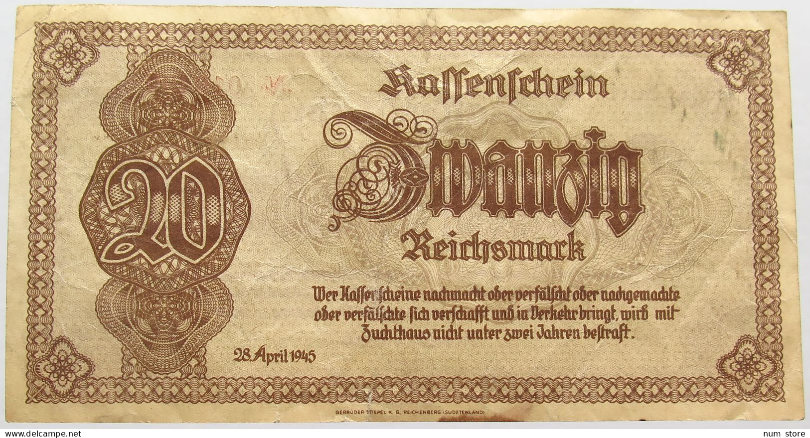 GERMANY 20 MARK 1945 #alb015 0227 - 20 Reichsmark