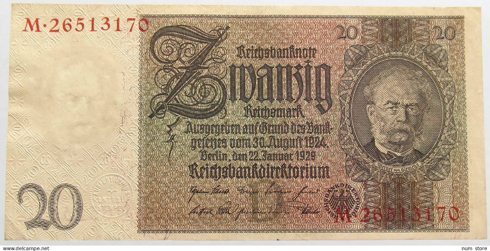 GERMANY 20 MARK 1929 #alb014 0361 - 20 Mark