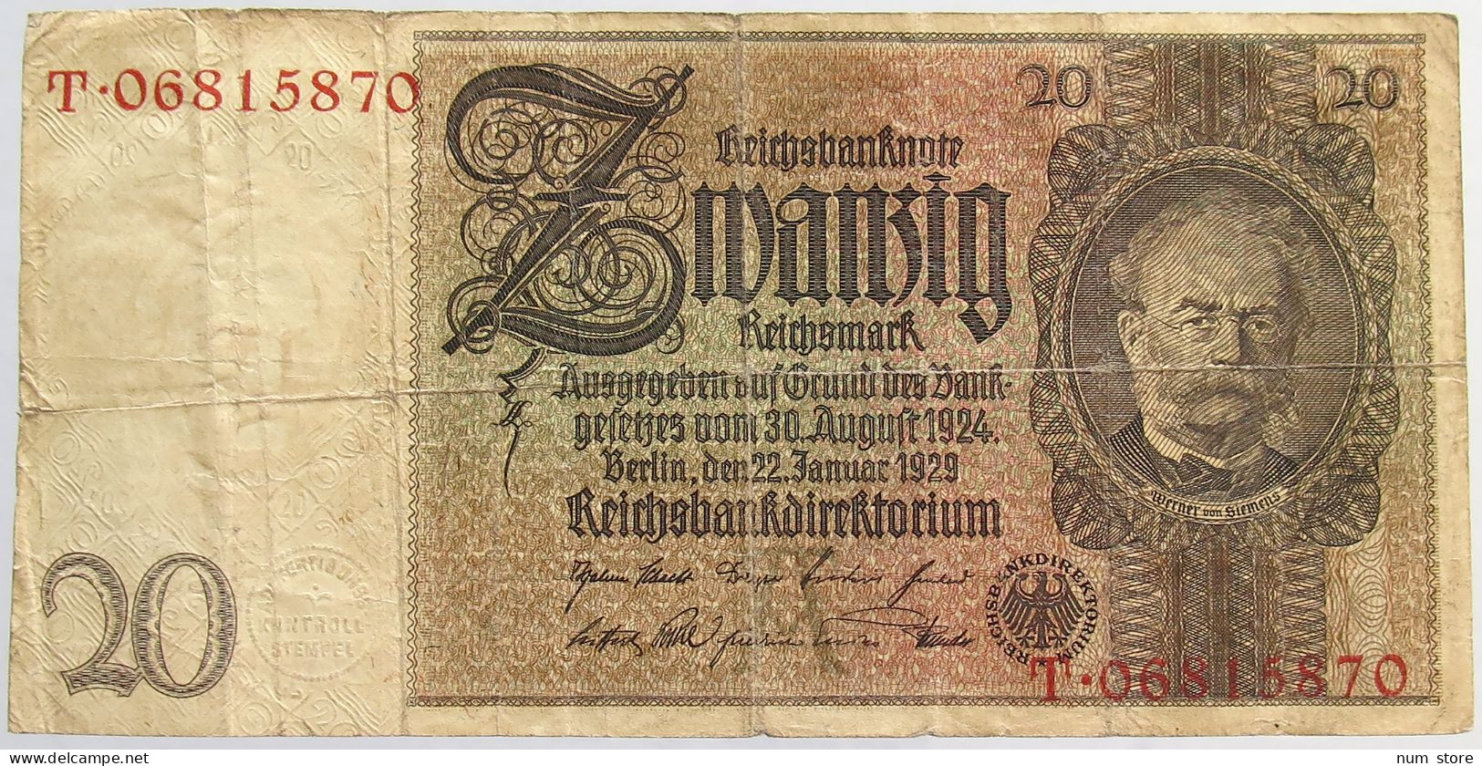 GERMANY 20 MARK 1929 #alb068 0127 - 20 Mark