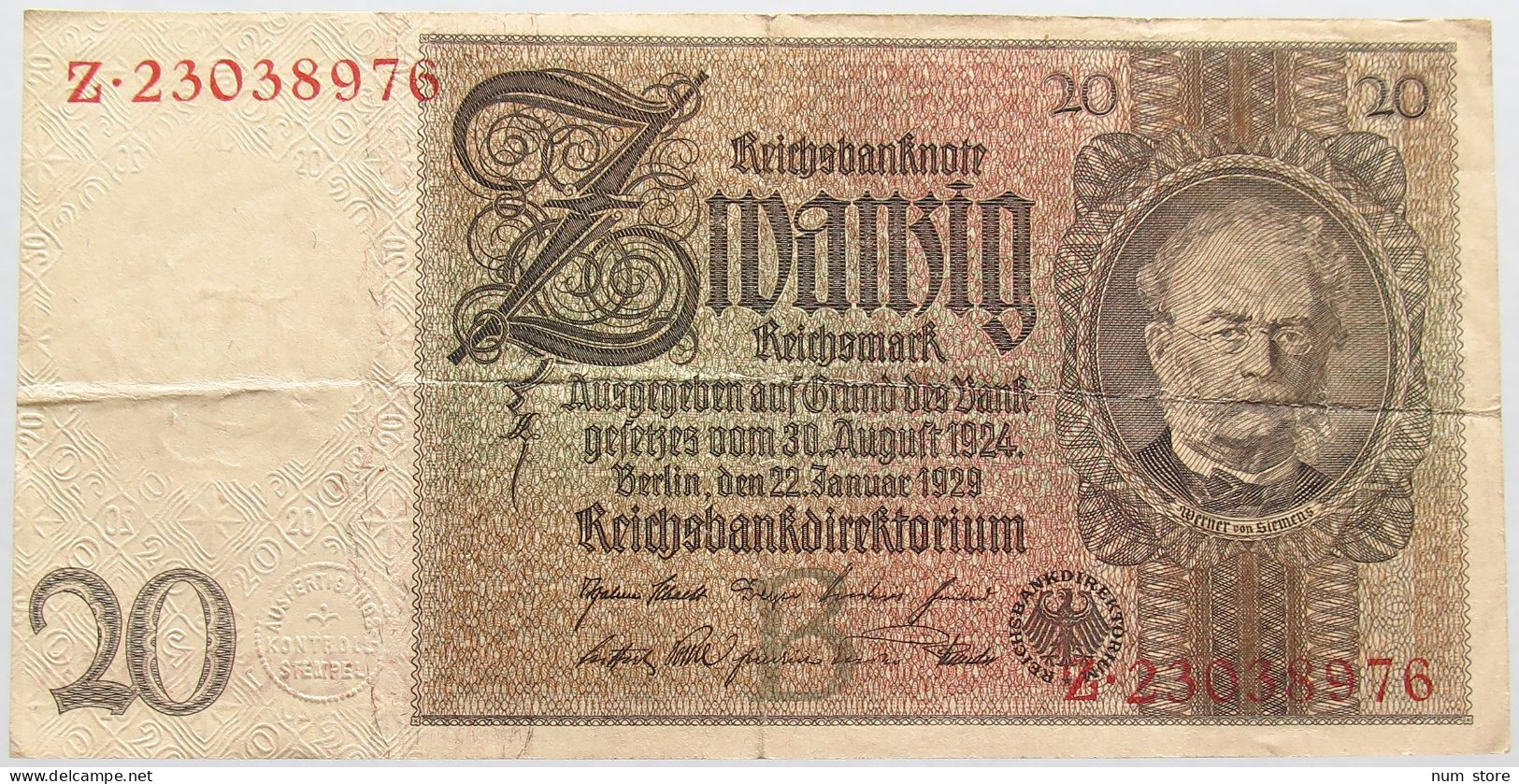 GERMANY 20 MARK 1929 #alb015 0013 - 20 Mark
