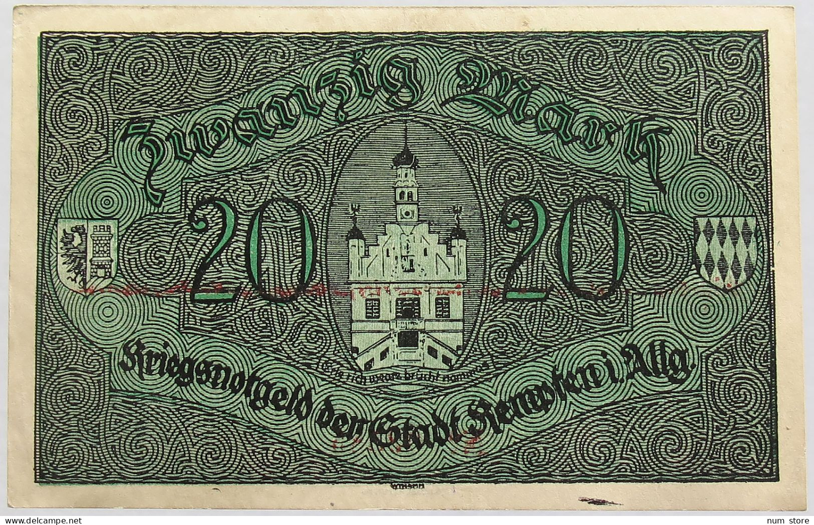 GERMANY 20 MARK 1918 KEMPTEN #alb010 0135 - 20 Mark