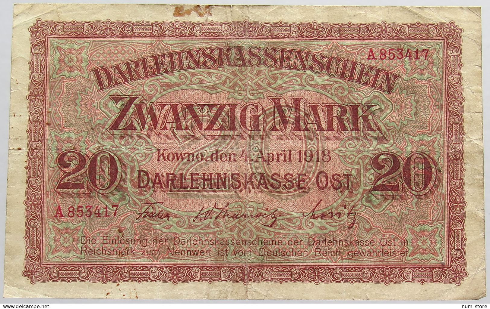 GERMANY 20 MARK 1918 #alb018 0387 - 20 Mark