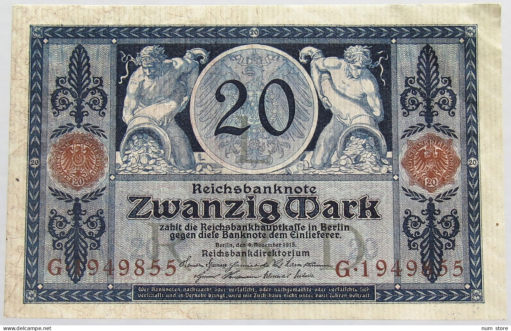 GERMANY 20 MARK 1915 BERLIN #alb008 0271 - 20 Mark