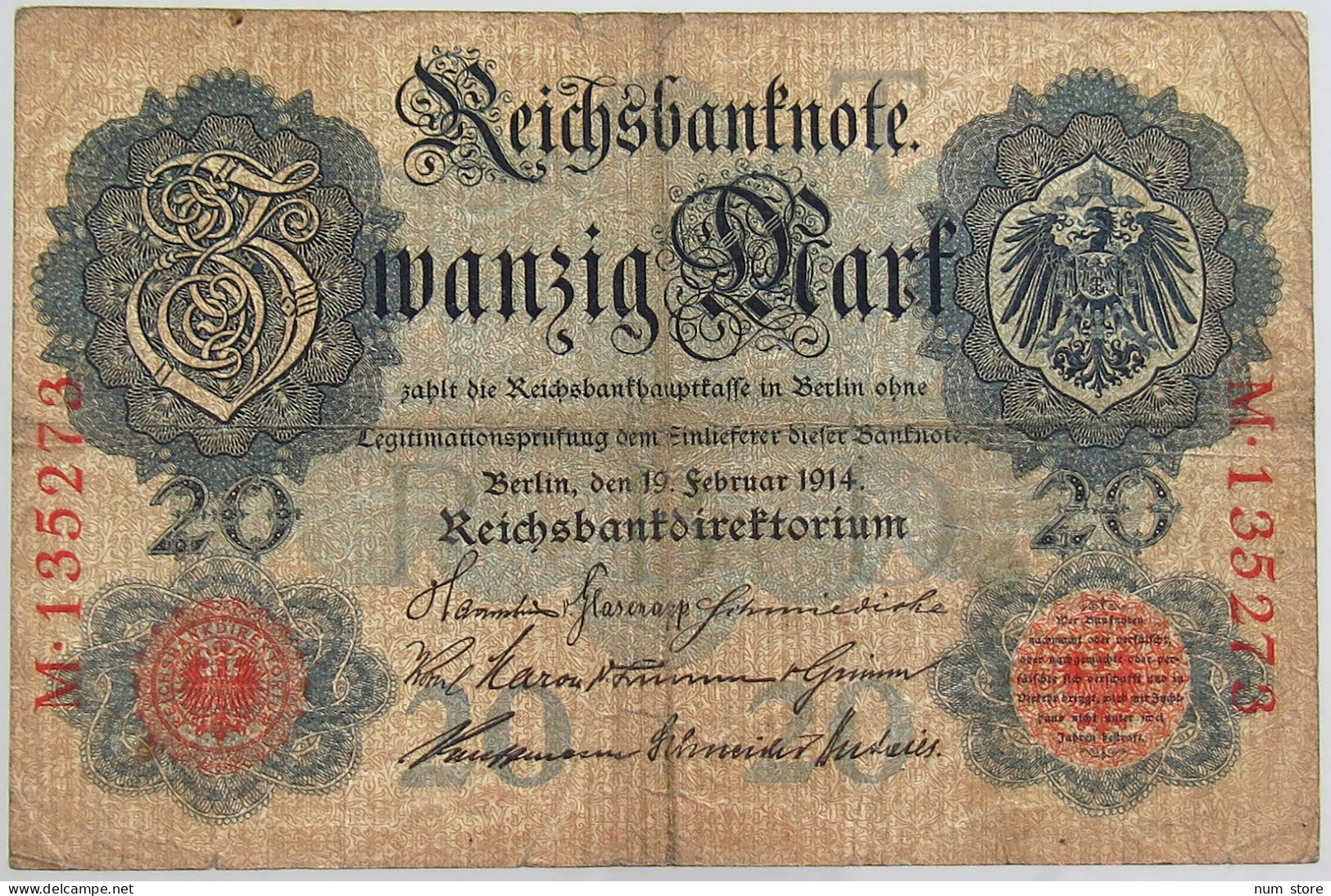 GERMANY 20 MARK 1914 #alb068 0121 - 20 Mark