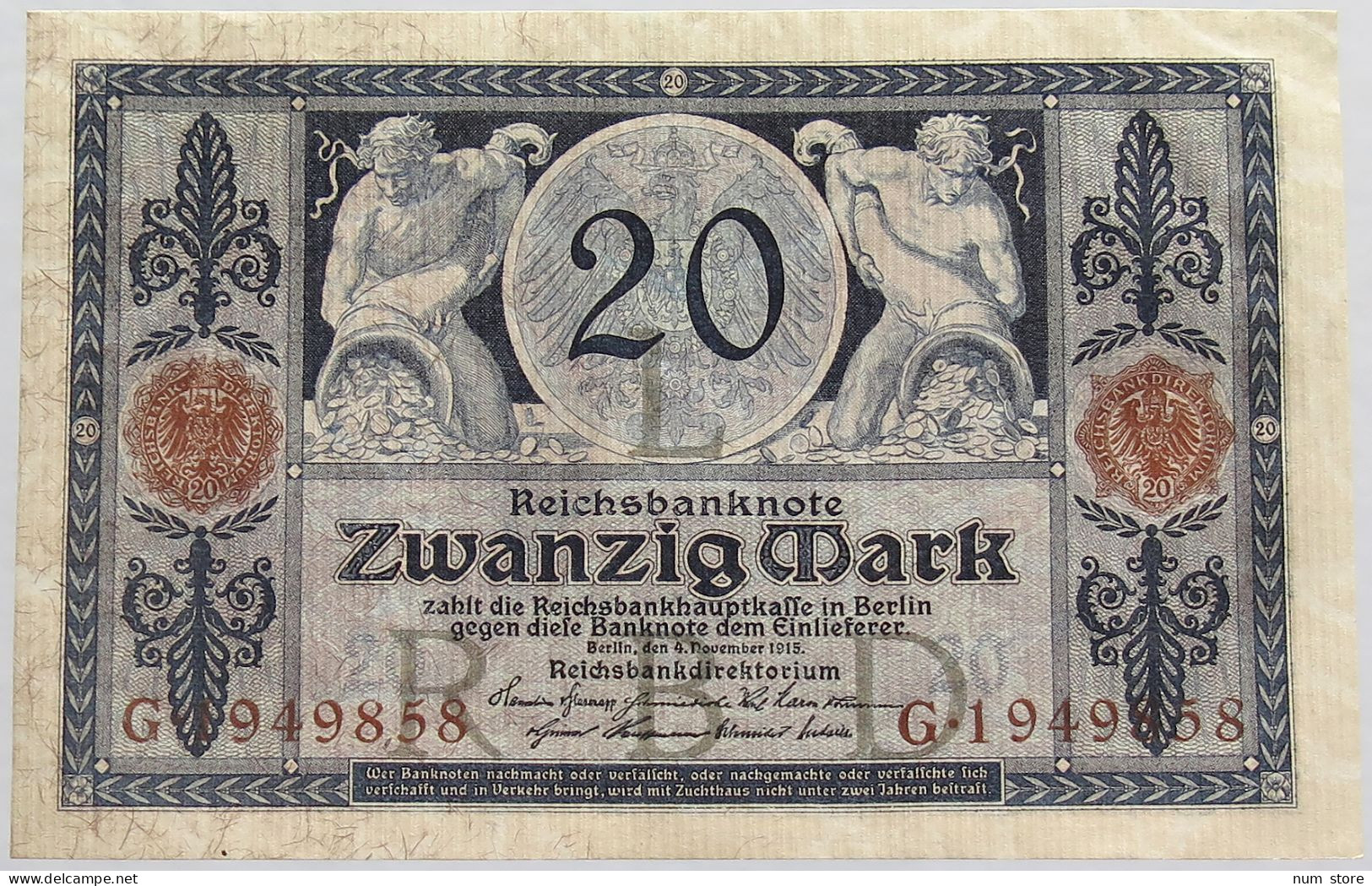 GERMANY 20 MARK 1915 BERLIN #alb008 0273 - 20 Mark