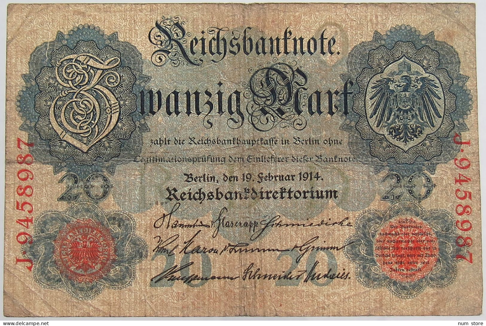 GERMANY 20 MARK 1914 #alb068 0123 - 20 Mark