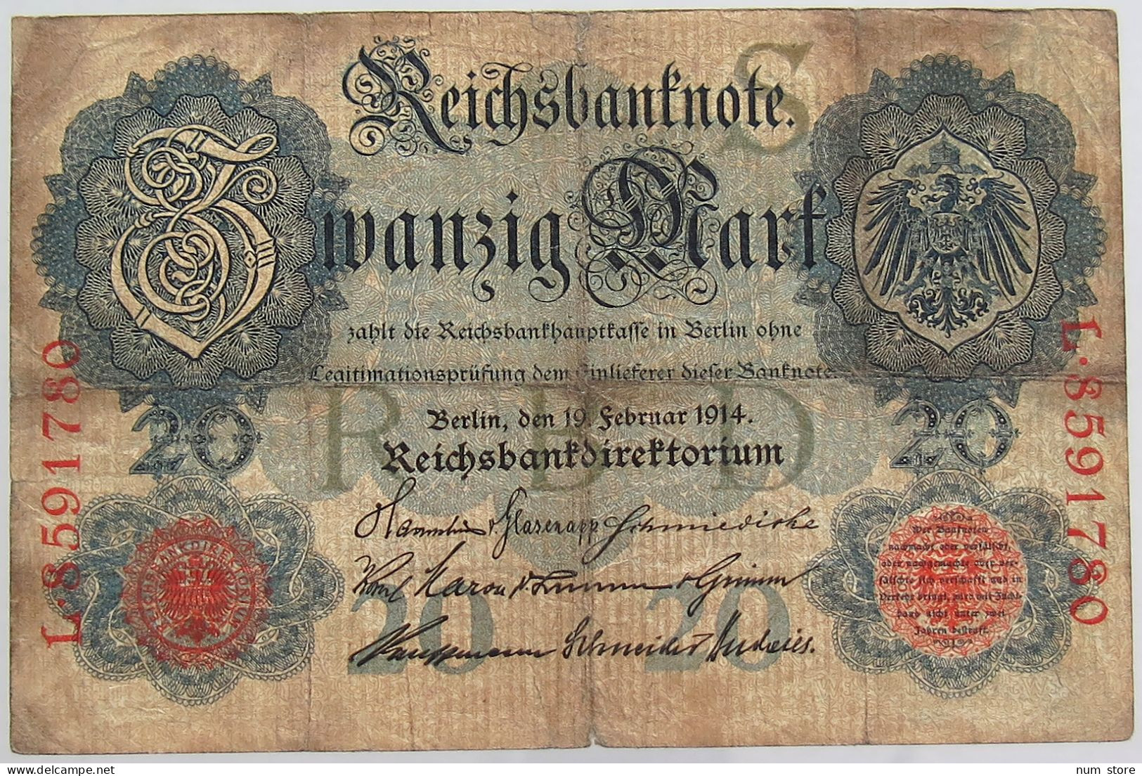 GERMANY 20 MARK 1914 #alb068 0113 - 20 Mark