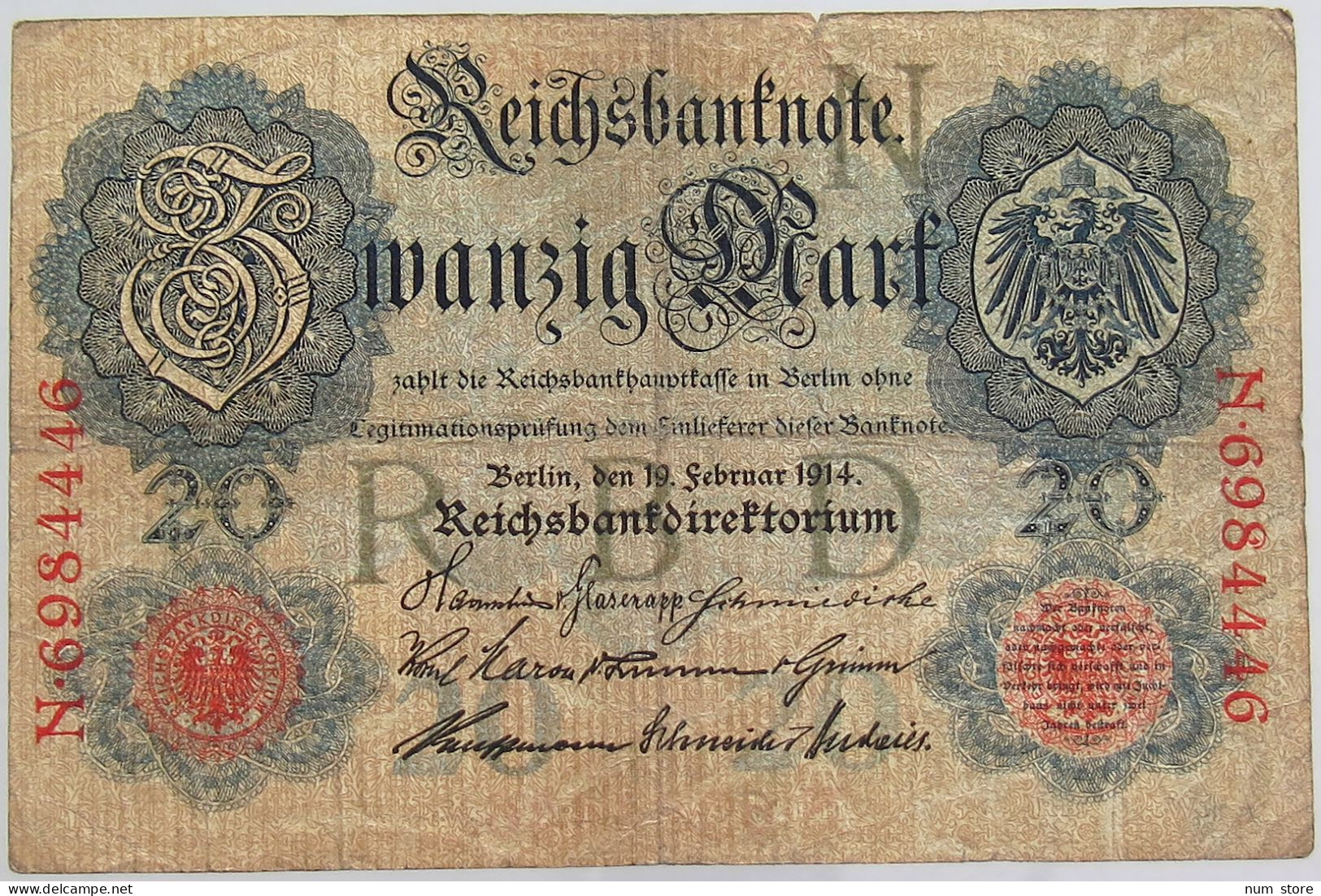 GERMANY 20 MARK 1914 #alb068 0117 - 20 Mark