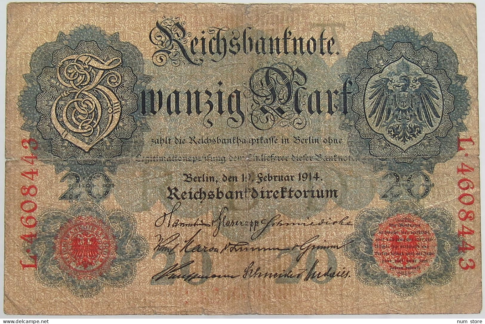 GERMANY 20 MARK 1914 #alb068 0111 - 20 Mark