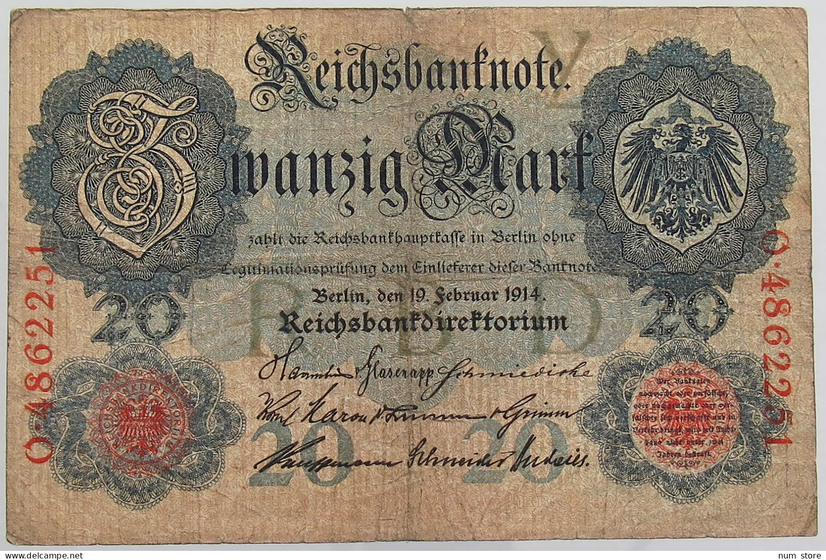 GERMANY 20 MARK 1914 #alb068 0105 - 20 Mark