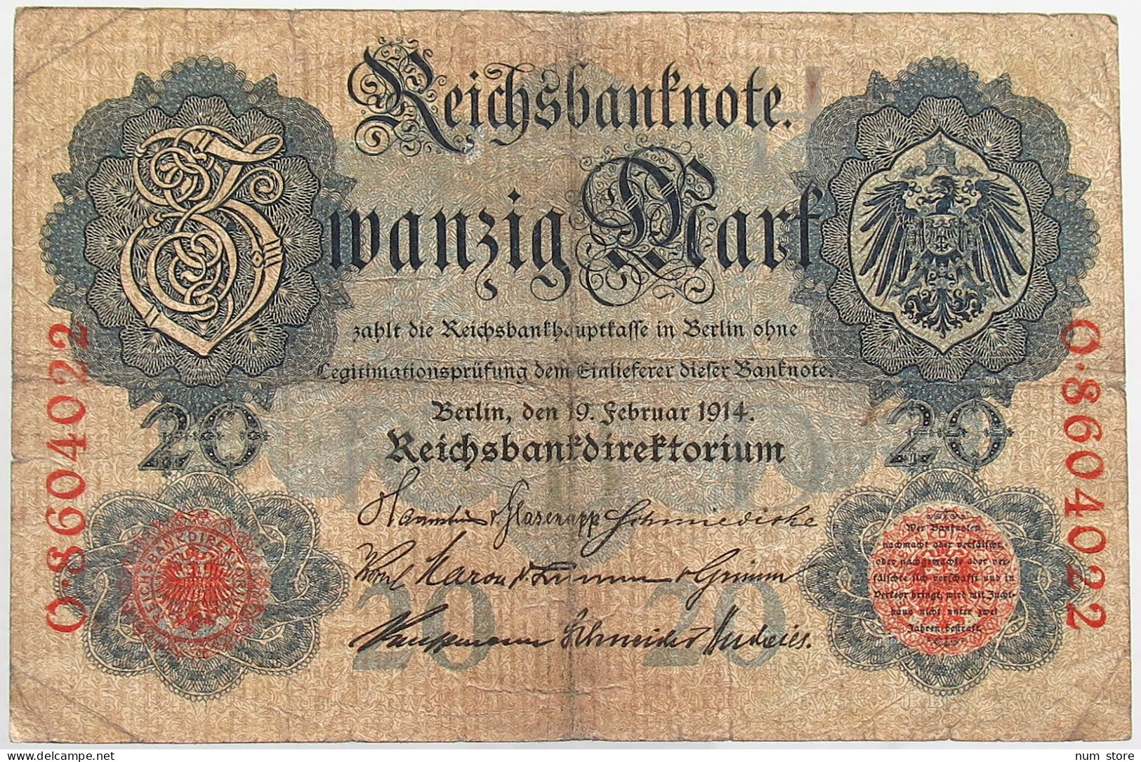 GERMANY 20 MARK 1914 #alb068 0101 - 20 Mark