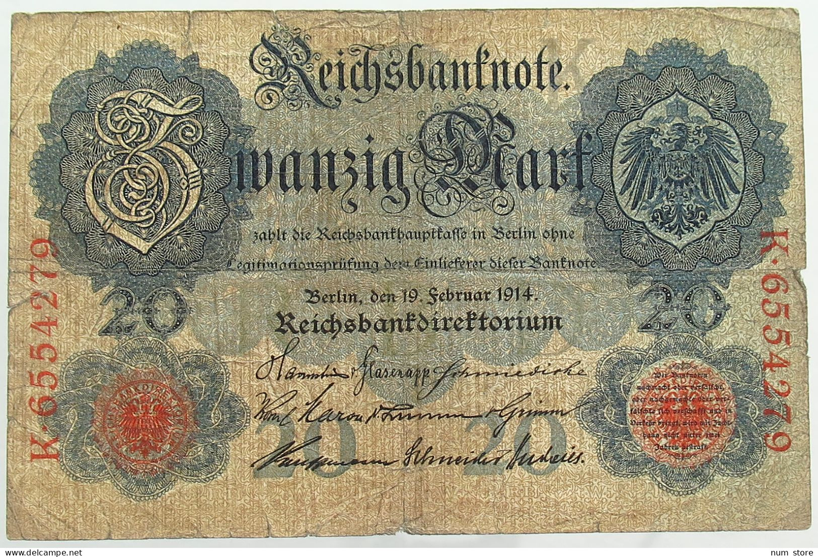 GERMANY 20 MARK 1914 #alb068 0091 - 20 Mark