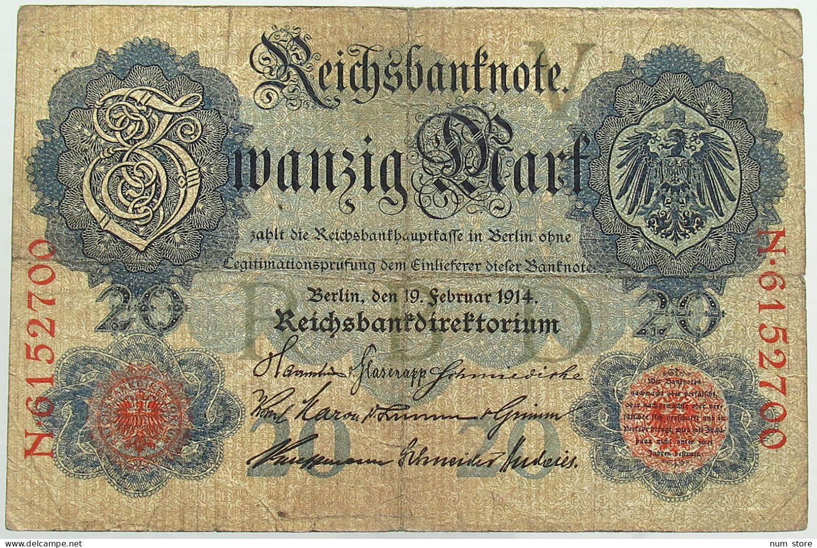 GERMANY 20 MARK 1914 #alb068 0095 - 20 Mark