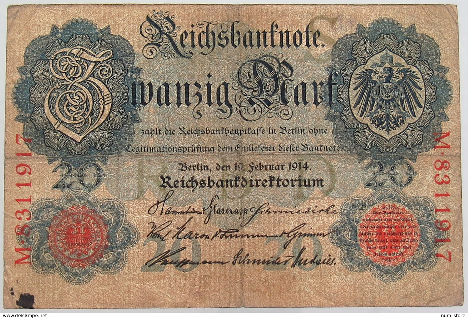 GERMANY 20 MARK 1914 #alb068 0087 - 20 Mark