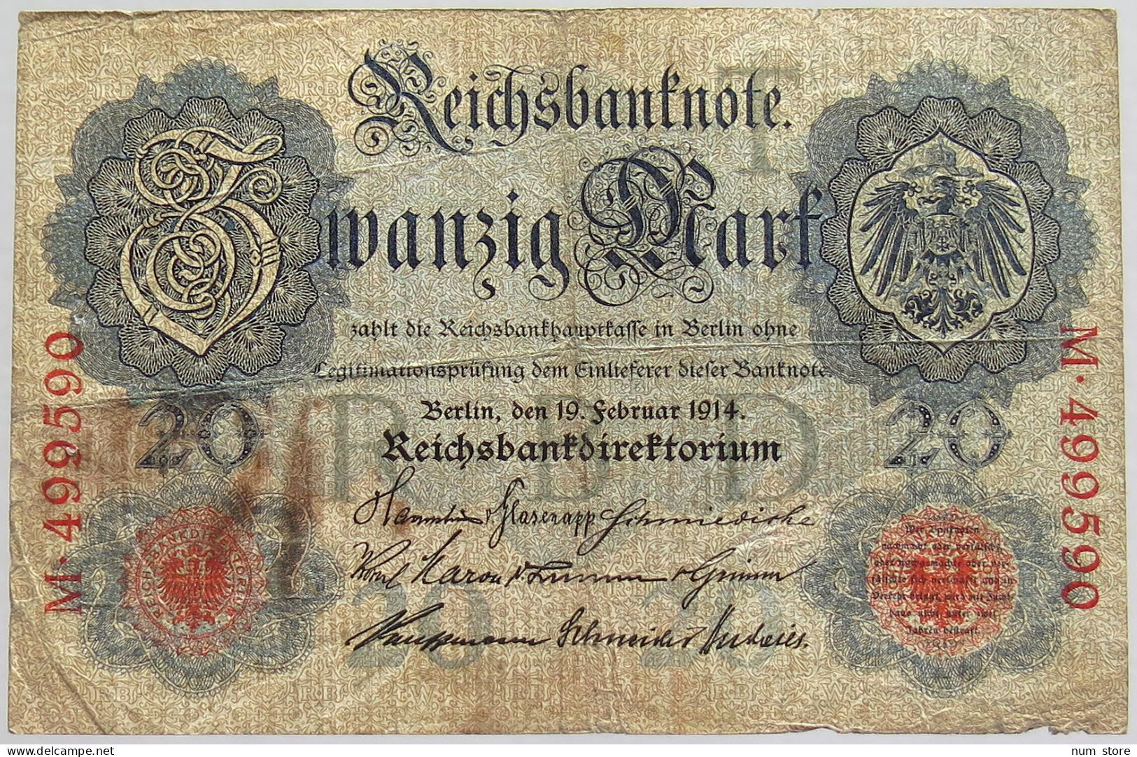 GERMANY 20 MARK 1914 #alb010 0083 - 20 Mark