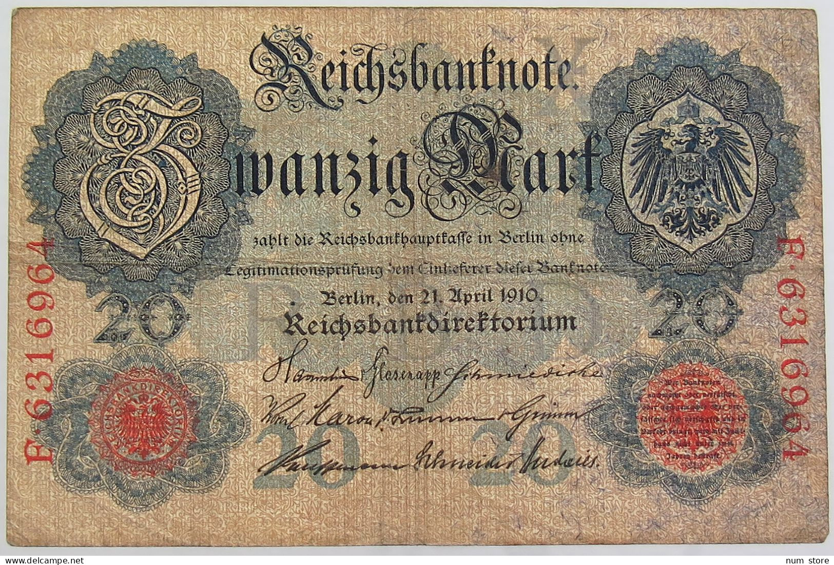 GERMANY 20 MARK 1910 #alb068 0071 - 20 Mark