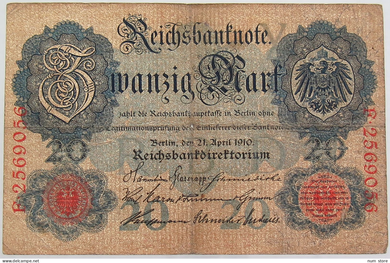 GERMANY 20 MARK 1910 #alb068 0081 - 20 Mark