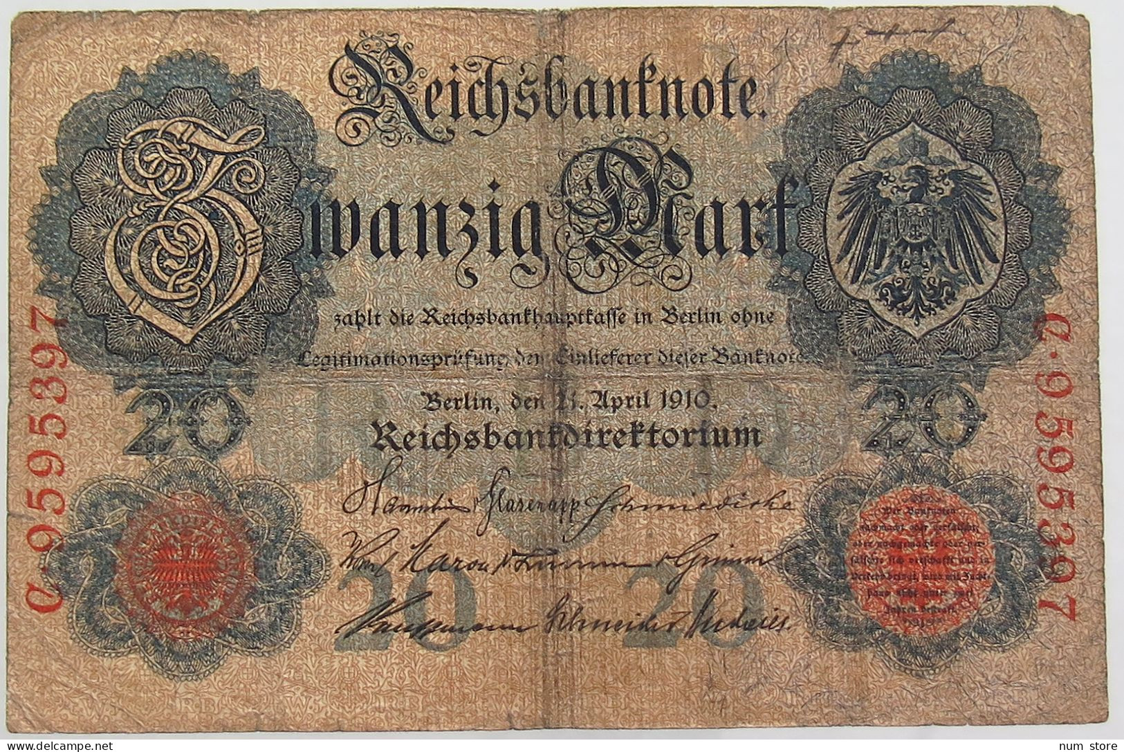 GERMANY 20 MARK 1910 #alb068 0083 - 20 Mark