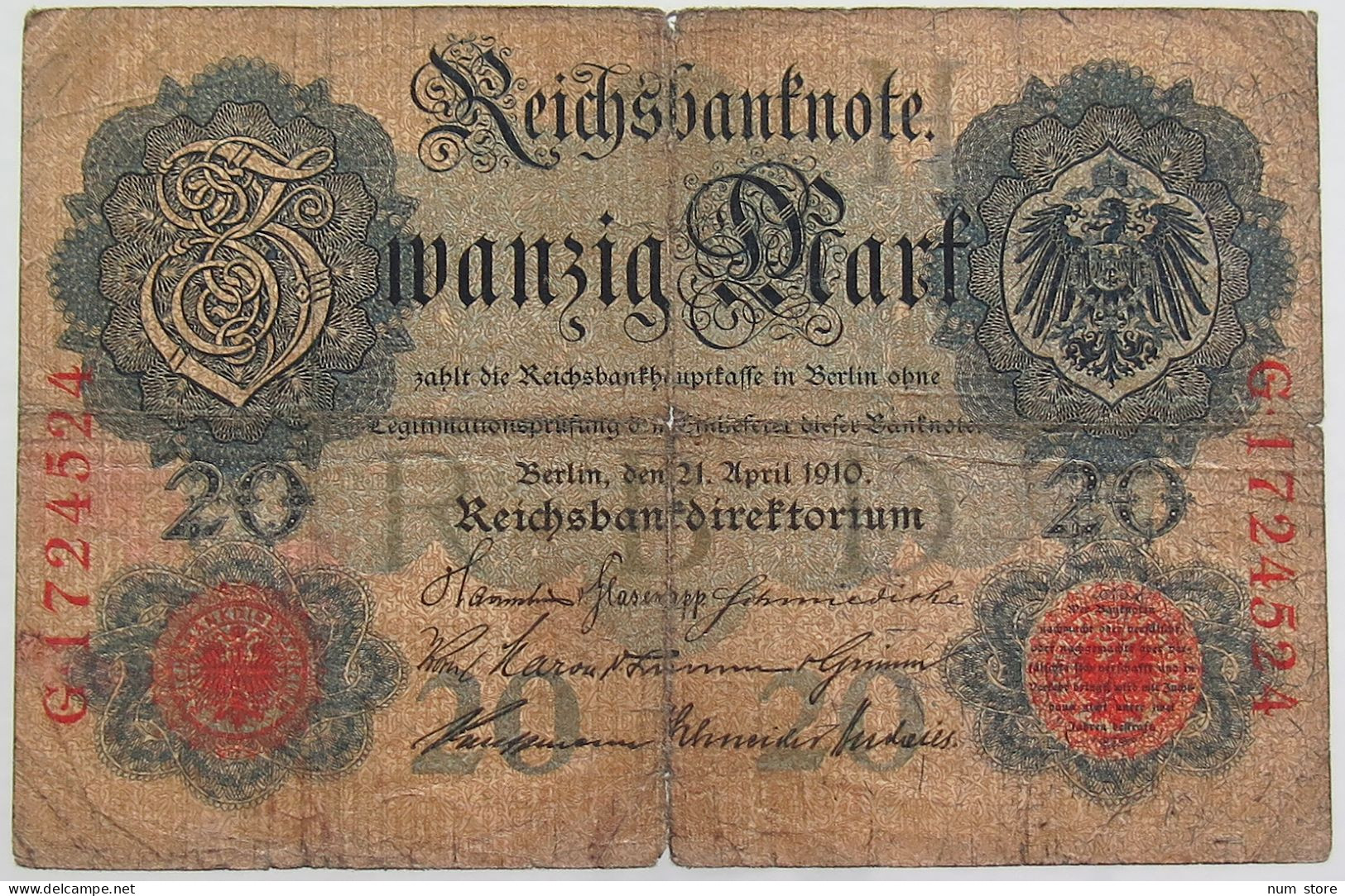 GERMANY 20 MARK 1910 #alb068 0079 - 20 Mark