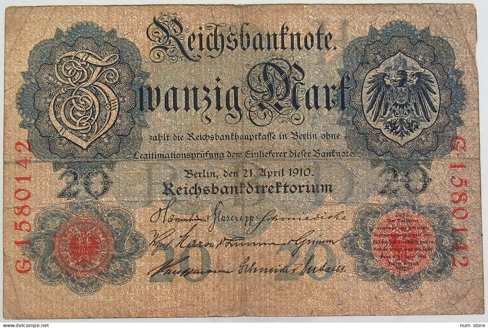 GERMANY 20 MARK 1910 #alb068 0075 - 20 Mark