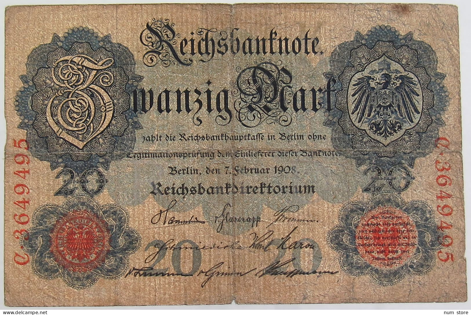 GERMANY 20 MARK 1908 #alb068 0067 - 20 Mark