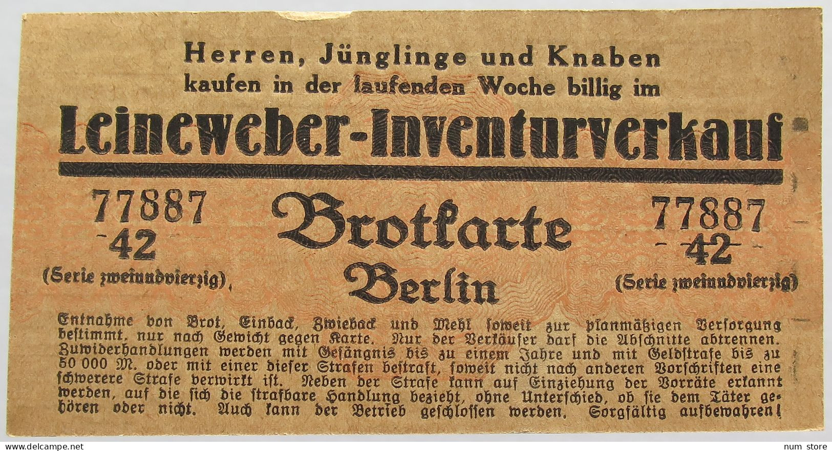 GERMANY BROTKARTE RATION CARD BERLIN #alb020 0079 - Andere & Zonder Classificatie