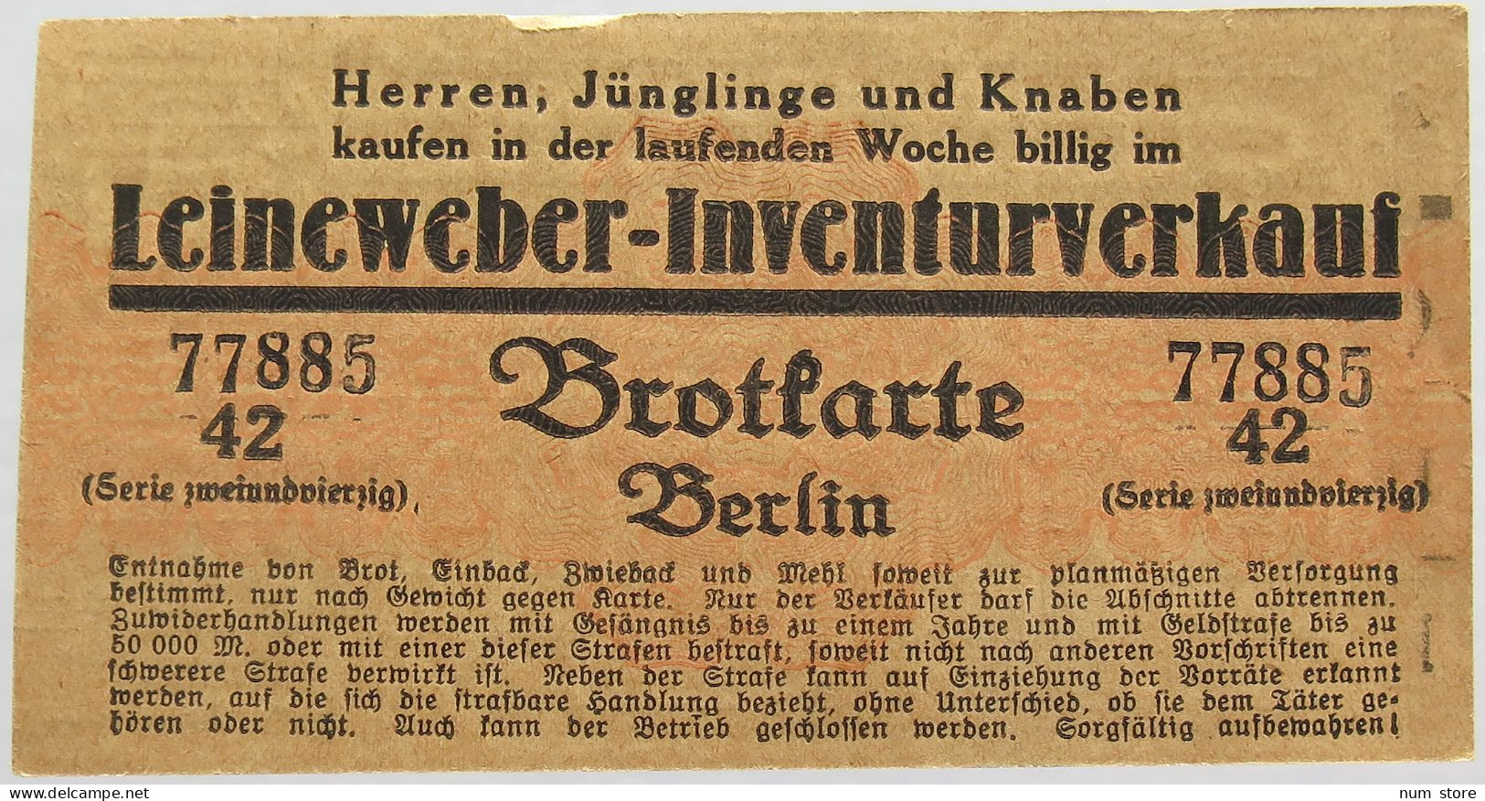 GERMANY BROTKARTE RATION CARD BERLIN #alb020 0081 - Altri & Non Classificati