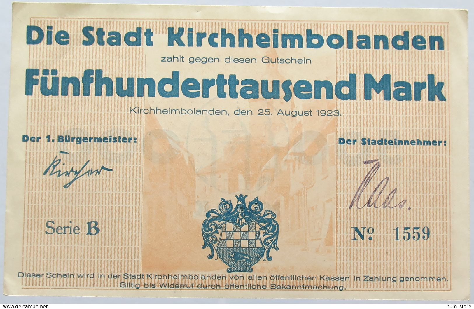 GERMANY 500000 MARK KIRCHHEIMBOLANDEN #alb004 0057 - 500.000 Mark
