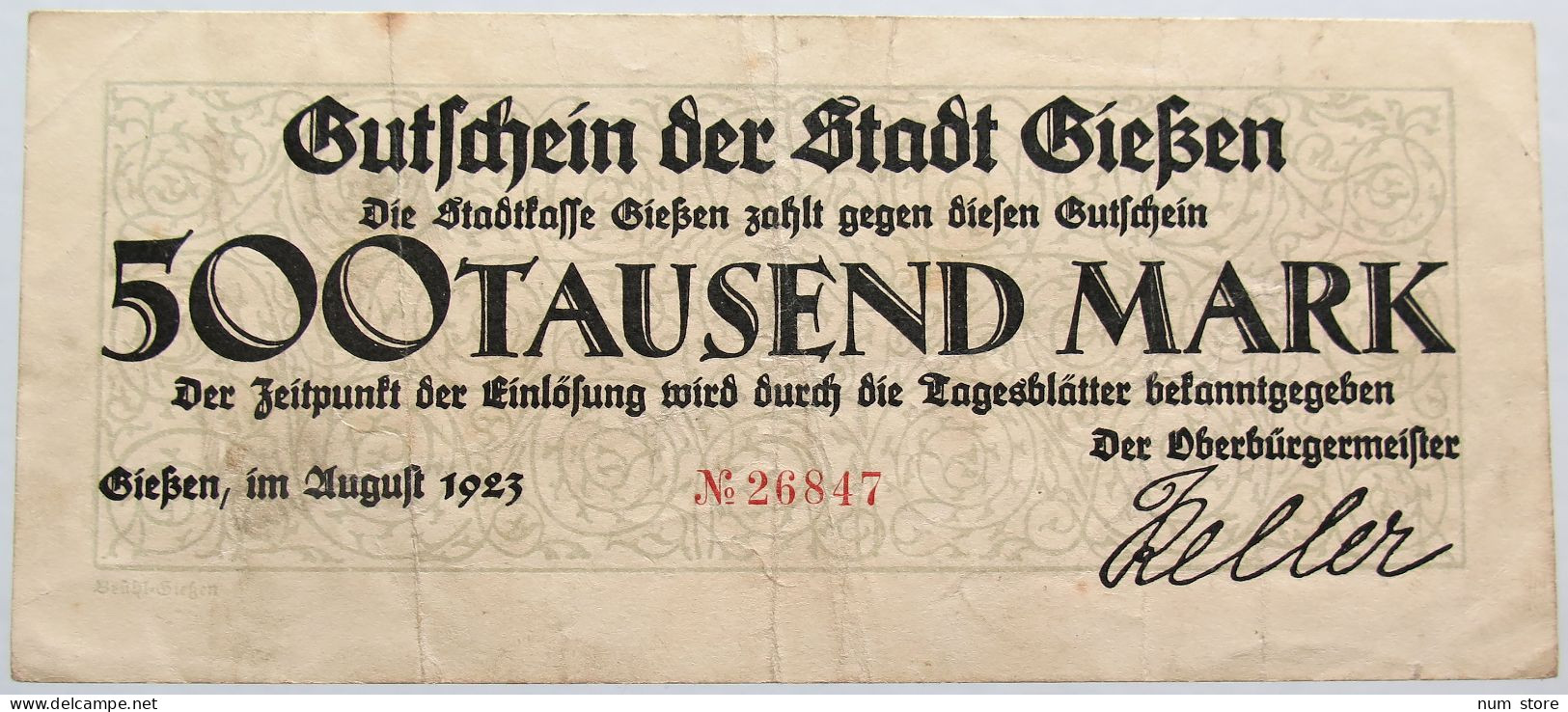 GERMANY 500000 MARK 1923 GIESSEN #alb004 0415 - 500.000 Mark