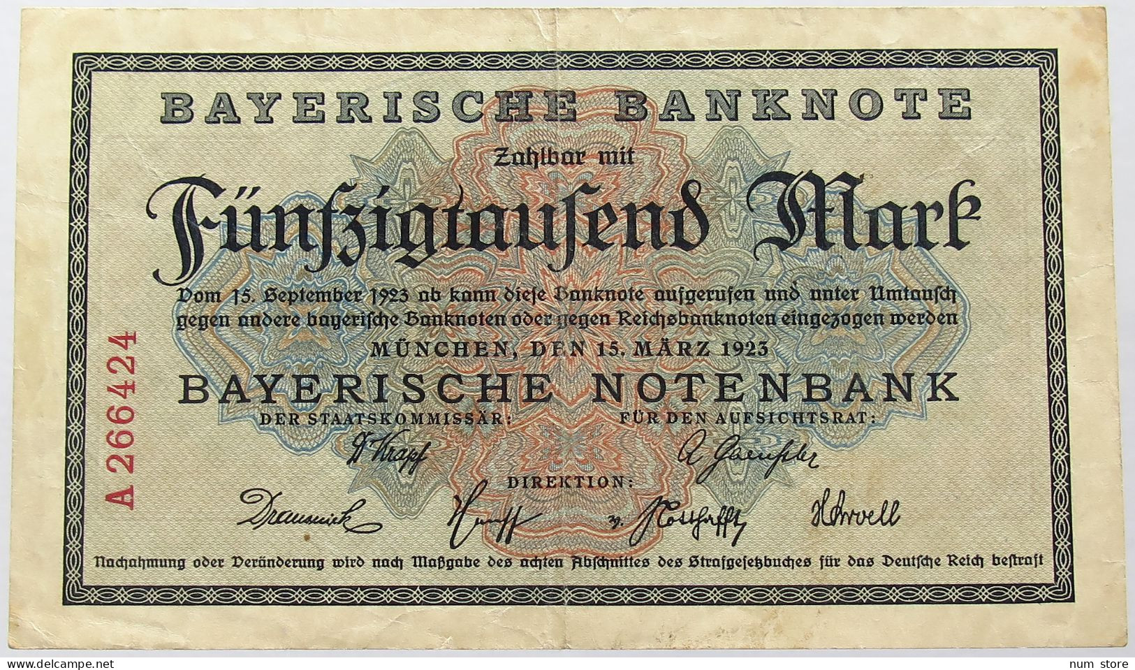 GERMANY 500000 MARK 1923 BAYERN #alb008 0145 - 500.000 Mark