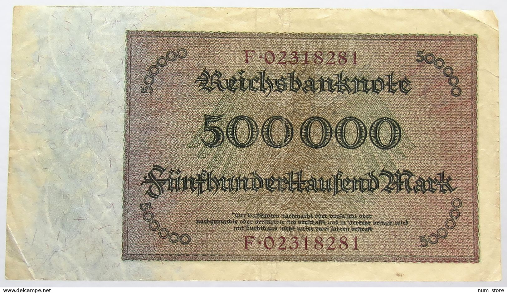 GERMANY 500000 MARK 1923 #alb067 0403 - 500.000 Mark