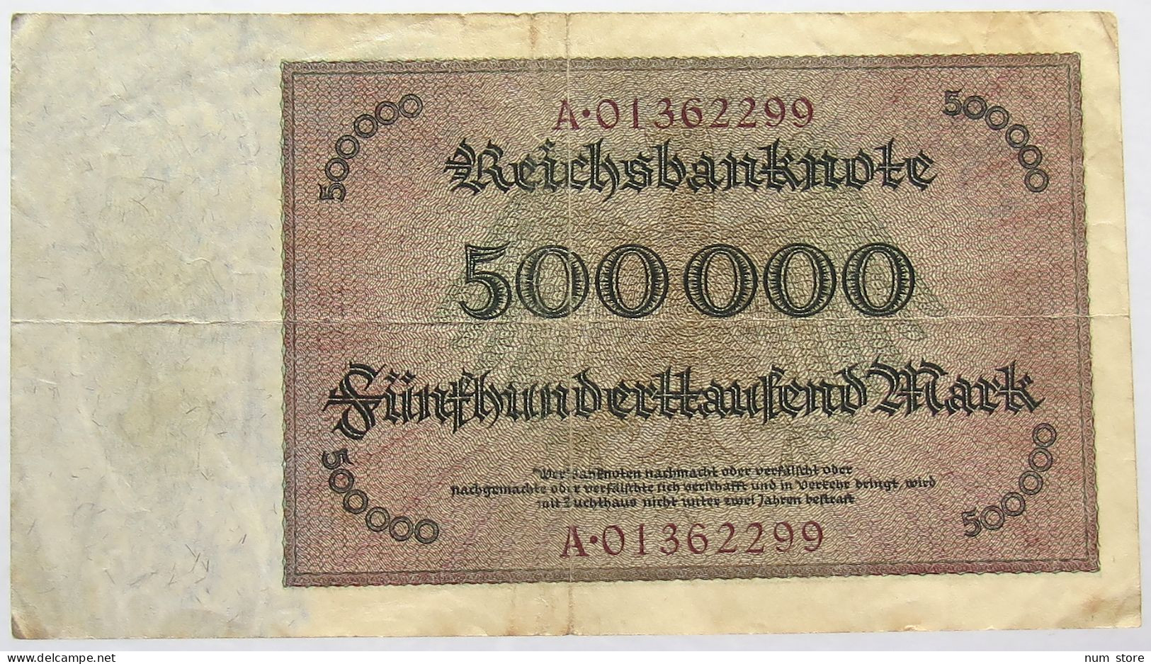 GERMANY 500000 MARK 1923 #alb067 0411 - 500000 Mark