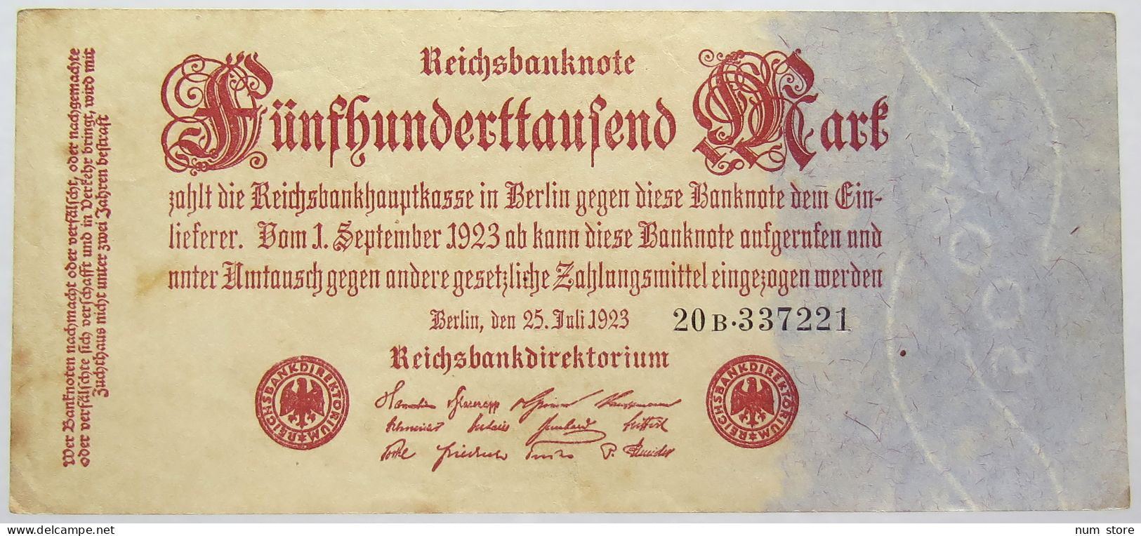 GERMANY 500000 MARK 1923 #alb067 0401 - 500000 Mark