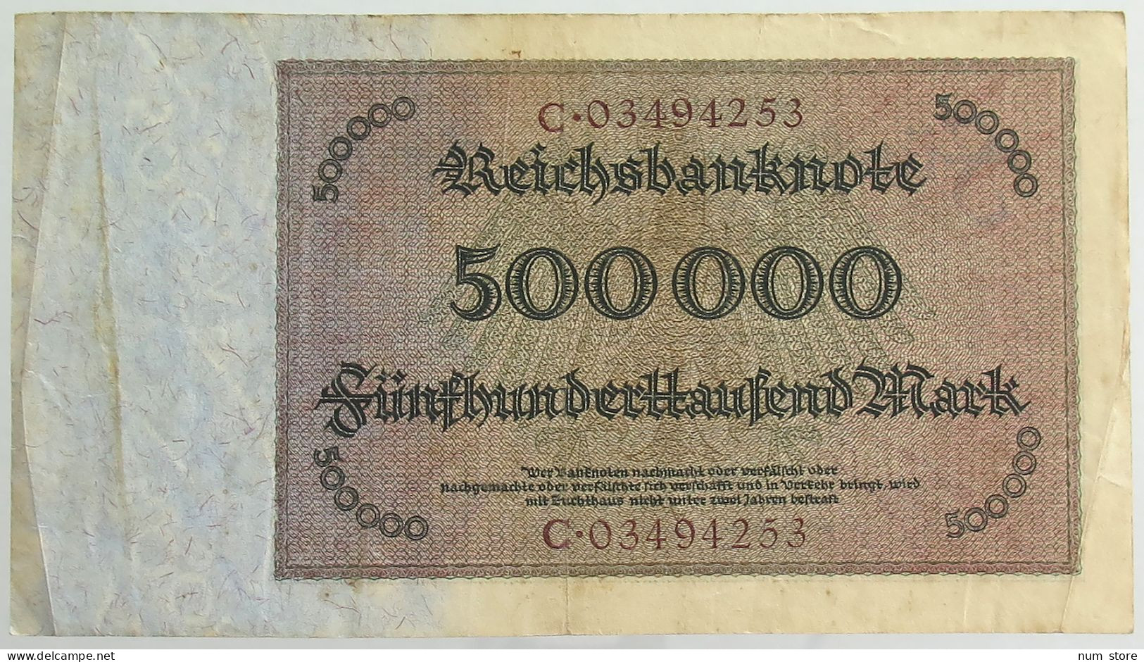 GERMANY 500000 MARK 1923 #alb066 0529 - 500.000 Mark