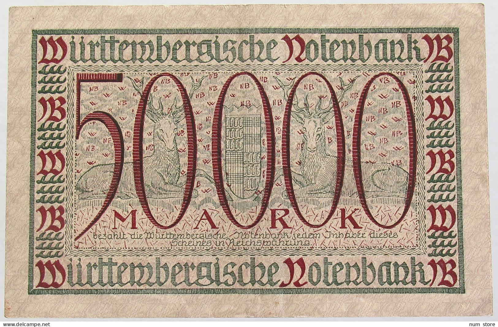 GERMANY 50000 MARK 1923 WURTTEMEBRG #alb010 0215 - 50.000 Mark