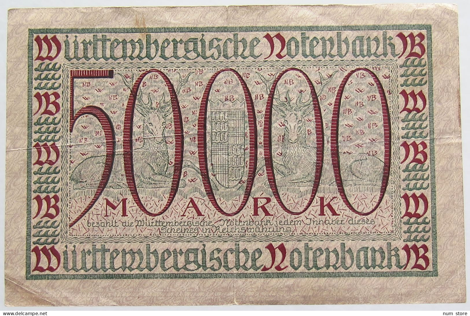 GERMANY 50000 MARK 1923 WURTTEMBERG #alb010 0003 - 50000 Mark