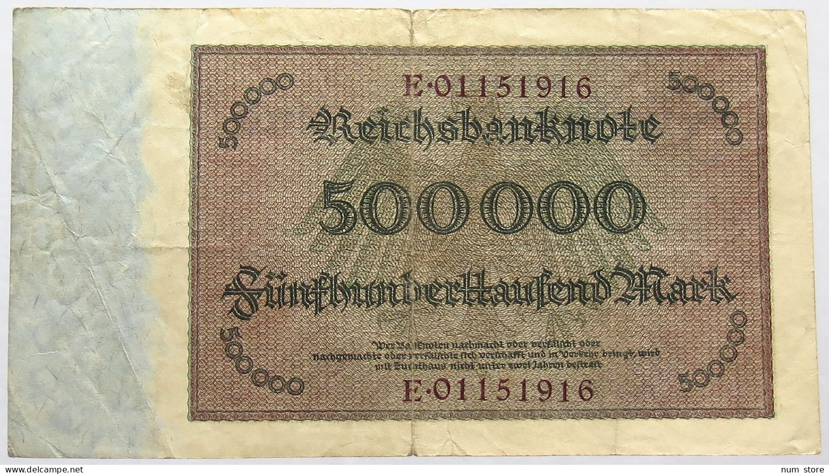 GERMANY 500000 MARK 1923 #alb067 0407 - 500000 Mark