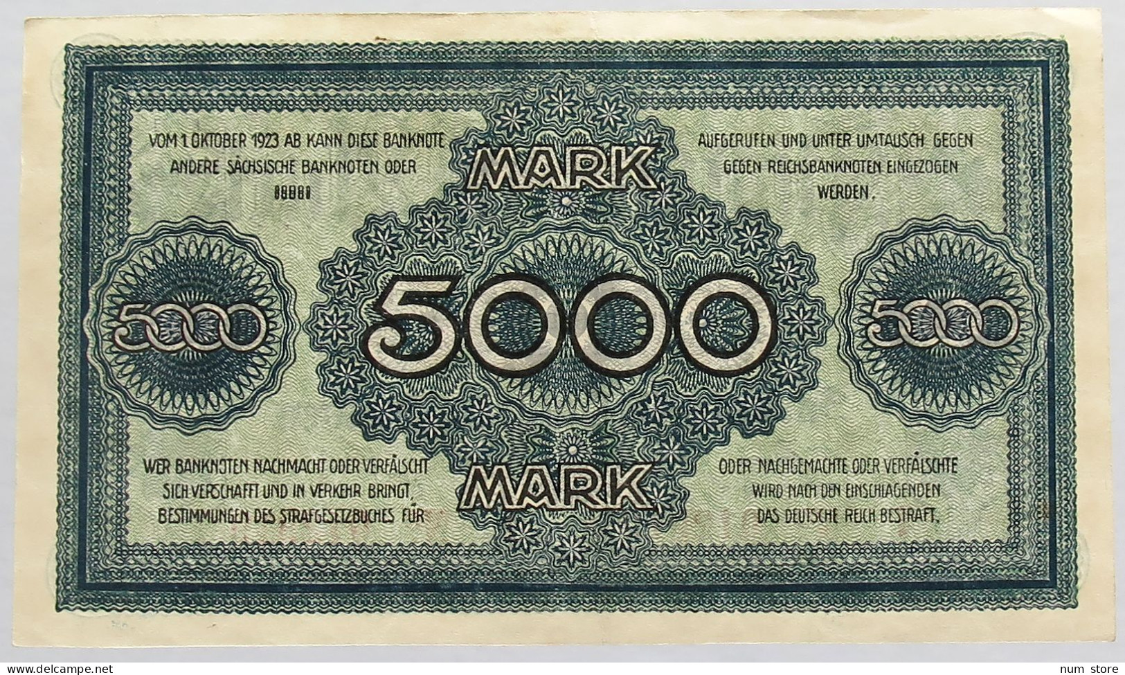GERMANY 5000 MARK 1923 DRESDEN #alb008 0003 - 5000 Mark