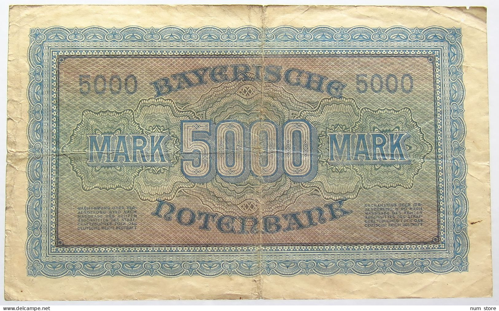 GERMANY 5000 MARK 1922 BAVARIA #alb067 0395 - 5000 Mark