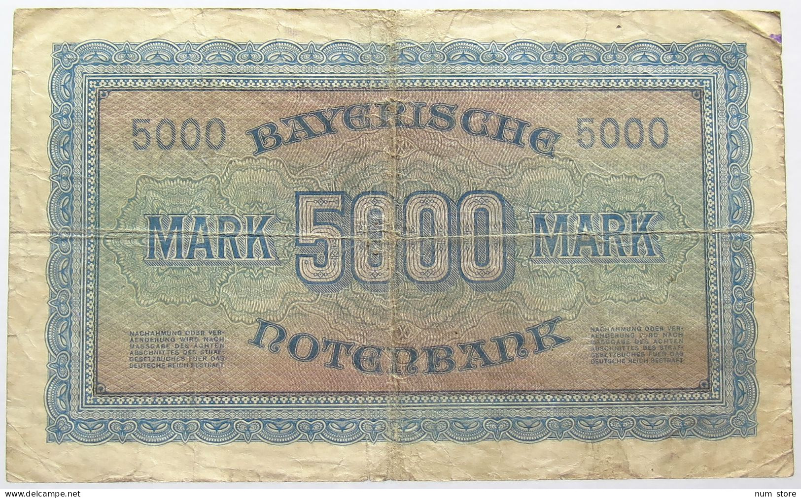 GERMANY 5000 MARK 1922 BAVARIA #alb067 0393 - 5000 Mark