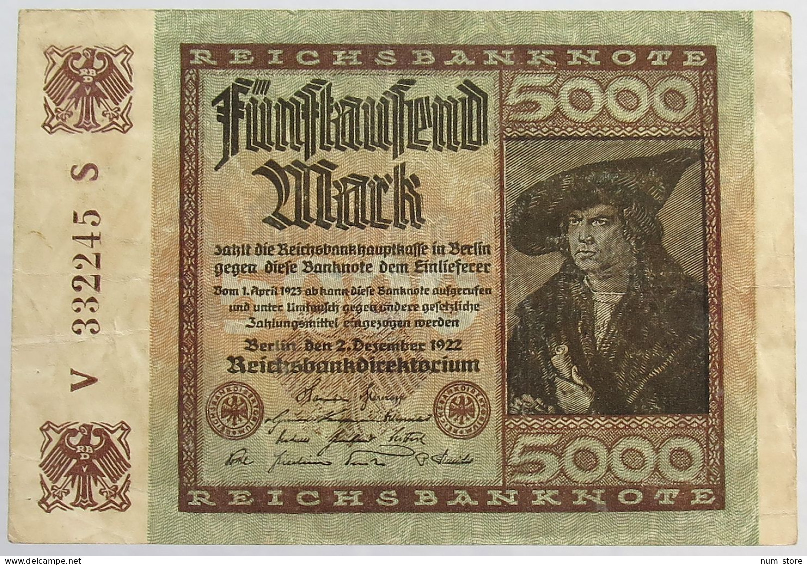 GERMANY 5000 MARK 1922 #alb066 0307 - 5.000 Mark